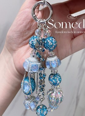 重工奢华手机链精致超闪串珠挂链双层挂件腕带手链挂饰链条挂绳