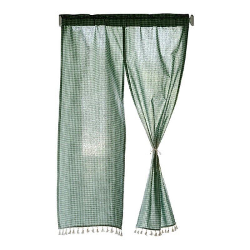 日系小清新格子隔断帘免打孔厨房餐厅卧室卫生间布艺遮光门帘