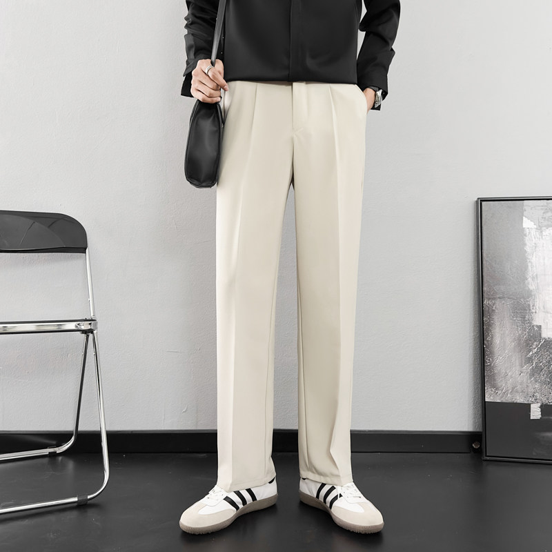 垂感冰丝西裤男春秋百搭男裤大尺码休闲裤子宽松直筒长裤免熨烫西