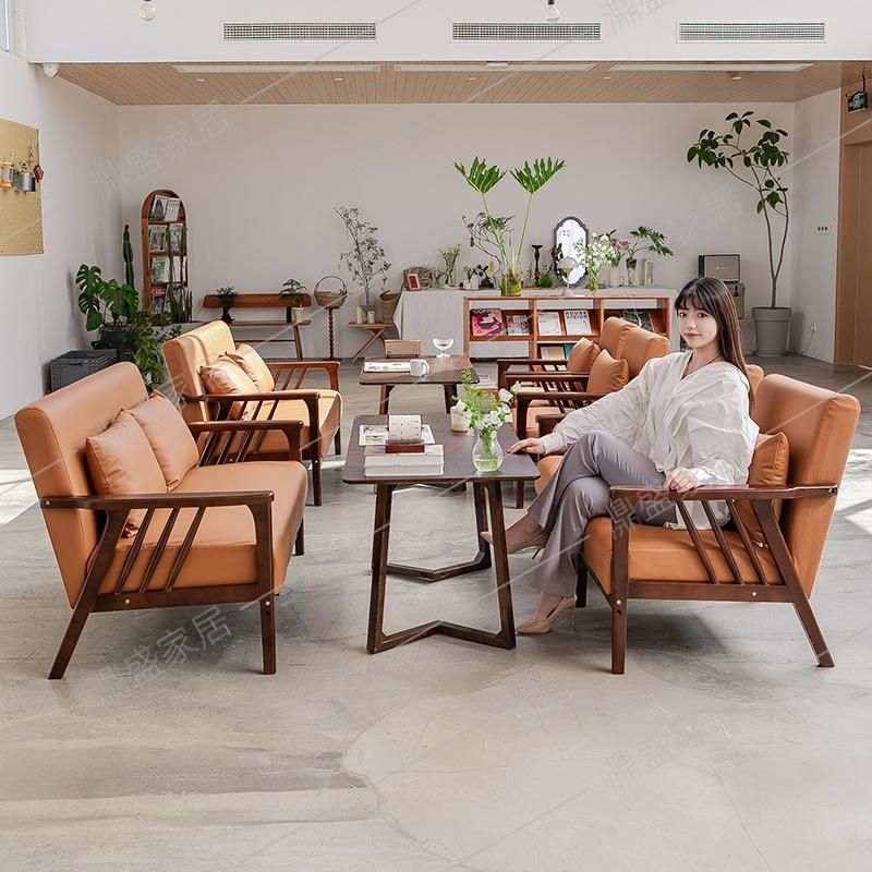 咖啡厅桌椅组合奶茶甜品店网红卡座复古酒吧休闲沙发洽谈餐饮商用