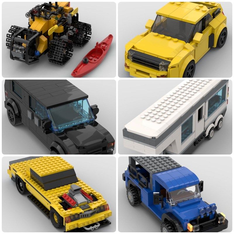 定制积木创意设计儿童玩具露营车越野车沙滩车拉力赛车4驱越野车