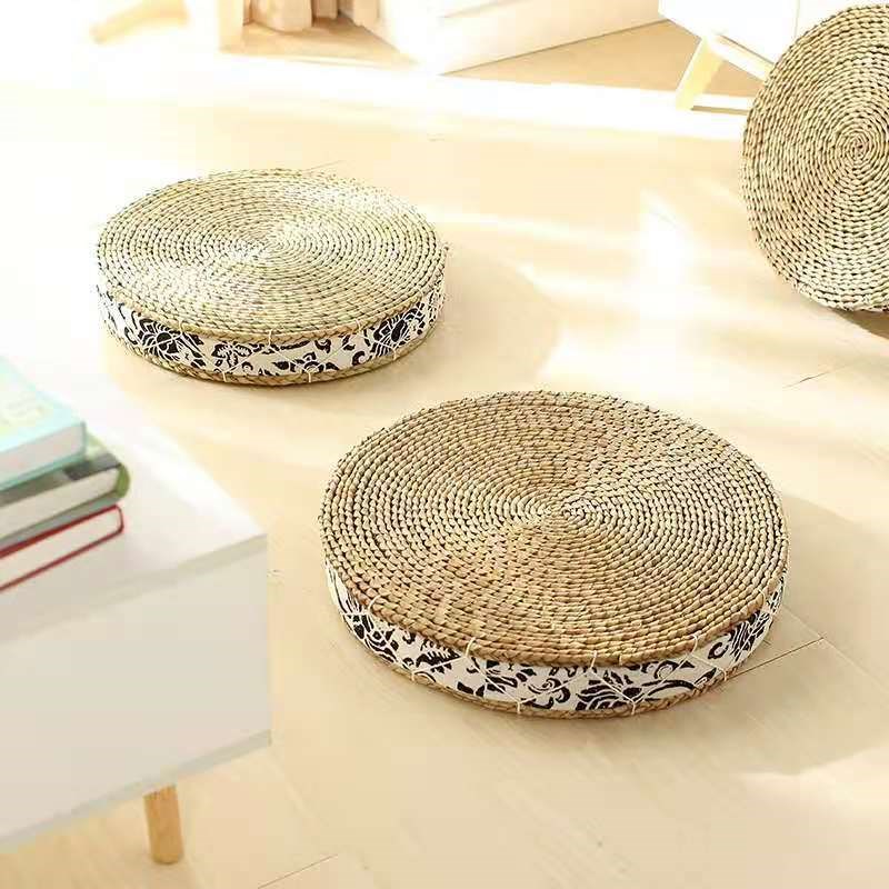 田园草编加厚蒲团 坐垫榻榻米飘窗垫 打坐禅修垫瑜伽垫拜佛垫喝茶