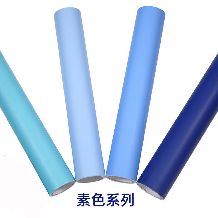 保真速发加厚pvc墙纸自粘纯色A壁纸宿舍卧M室墙贴防水蓝色温馨家