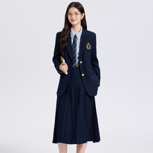 黑色学院风西装套装女2025新款感jk制服气质西服百褶裙两件套