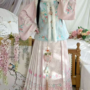 池禾原创【冬日暖暖】明制圆领比甲日常马面裙加绒秋冬款汉服套装