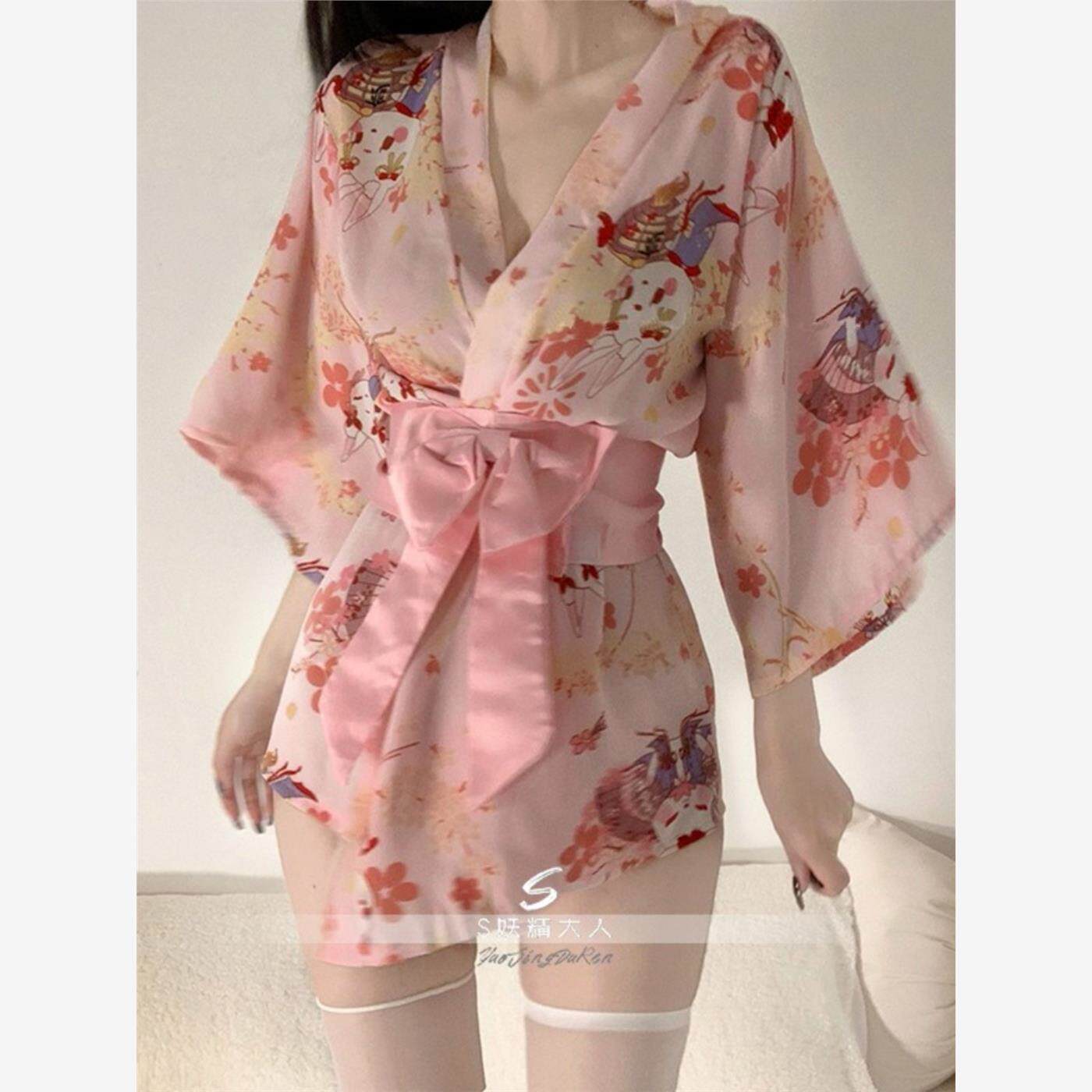 妖精大人：日式花妓~樱花和服cos浴袍女性感纯欲睡袍家居服可外穿