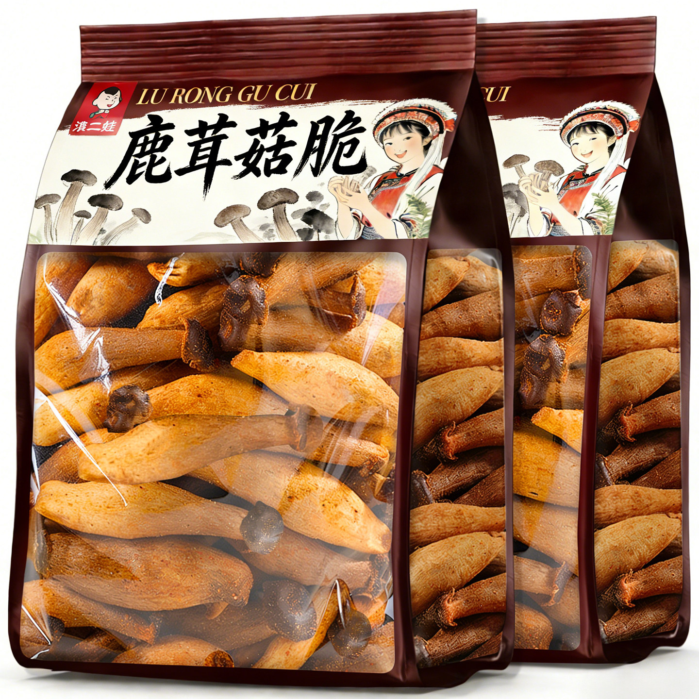 滇二娃 云南鹿茸菇脆干货 麻辣解馋小零食 开袋即食休闲小吃 年货