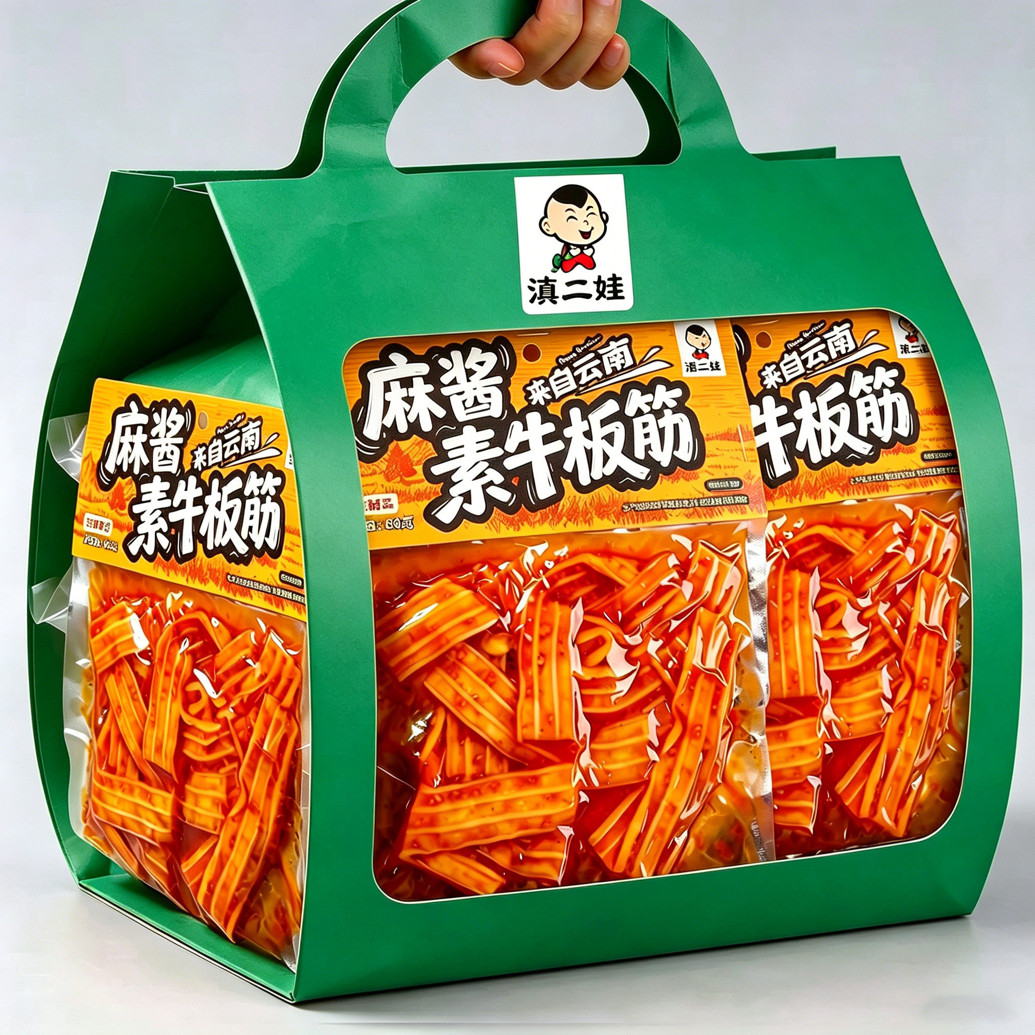 滇二娃麻酱素牛板筋网红零食卤味麻辣孜然素食辣条解馋面筋小吃