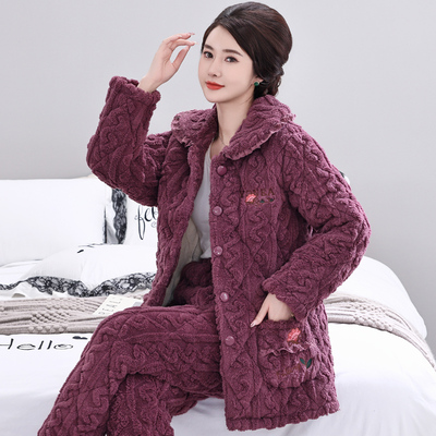 2024新款家居服套装珊瑚绒睡衣