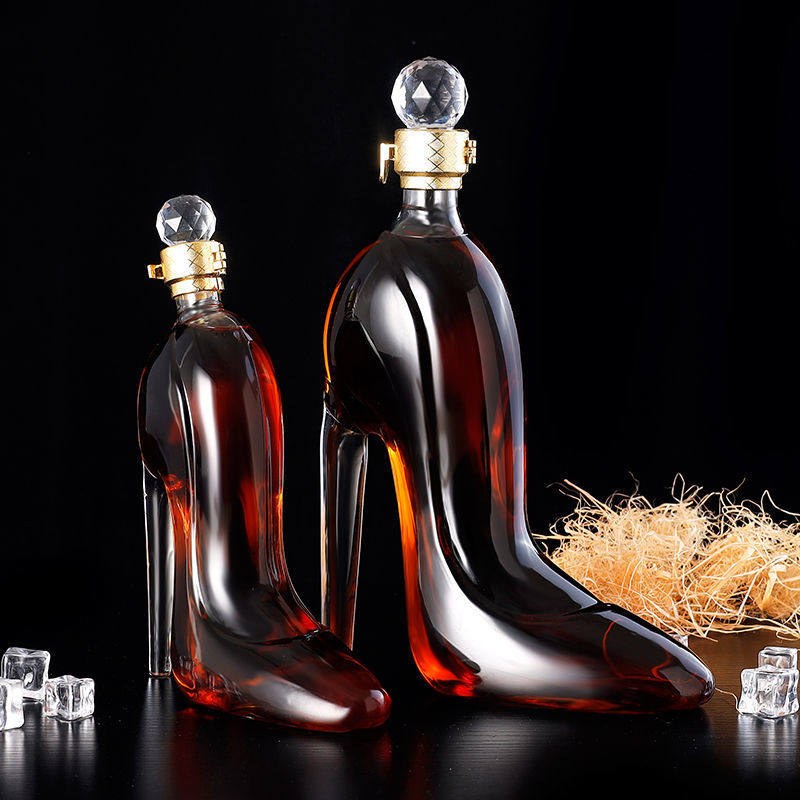 高跟鞋红酒醒酒器创意泡酒耐热玻璃瓶密封罐加厚红酒瓶子加厚家用
