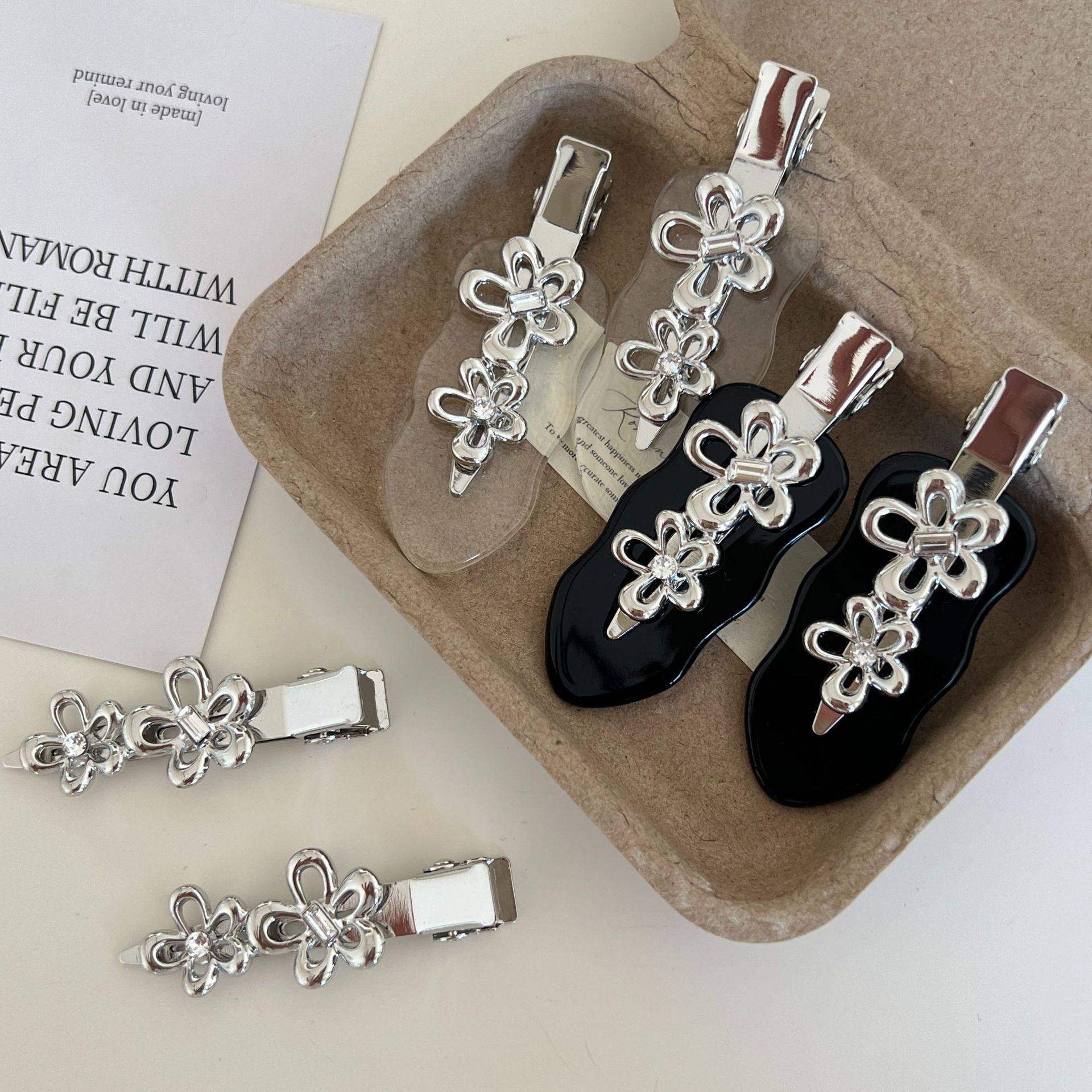 ins甜酷金属花朵发夹女前额无痕碎发刘海夹侧边夹发卡鸭嘴夹发饰