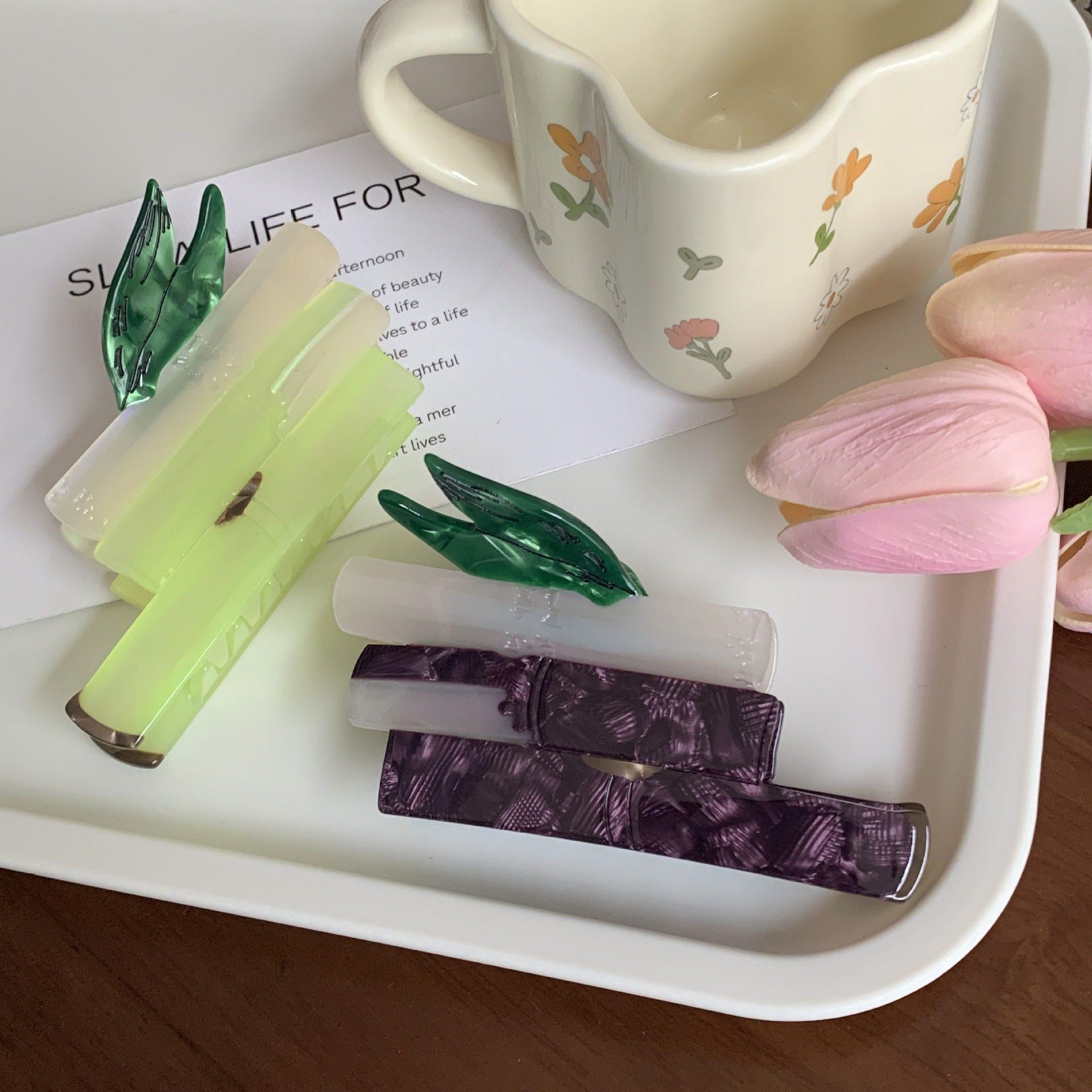 创意醋酸拼接抓夹甘蔗水果抓夹趣味食物鲨鱼夹小众设计新发抓