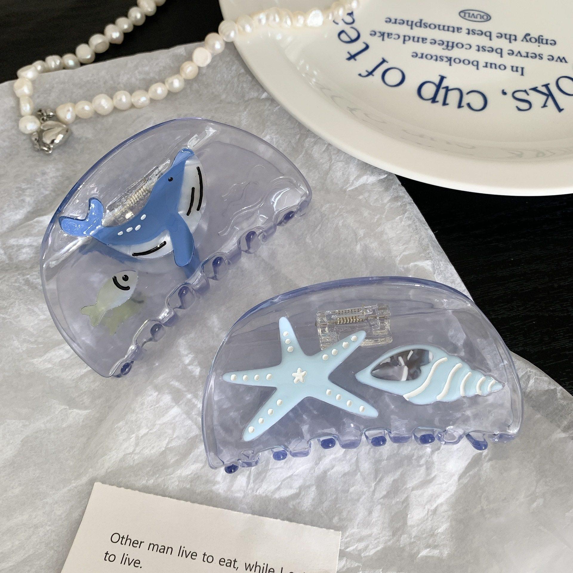 新款海洋系列海星海螺蓝鲸鱼抓夹拼接鲨鱼夹醋酸发夹小众创意发饰,饰品/流行首饰/时尚饰品新,发饰,淘宝优惠券,粉丝福利购,淘宝优惠卷