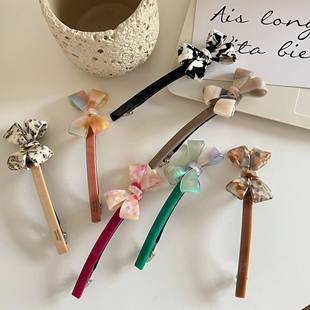 立体蝴蝶结发夹女头饰侧边一字夹碎发刘海弹簧夹发饰后脑勺发卡新