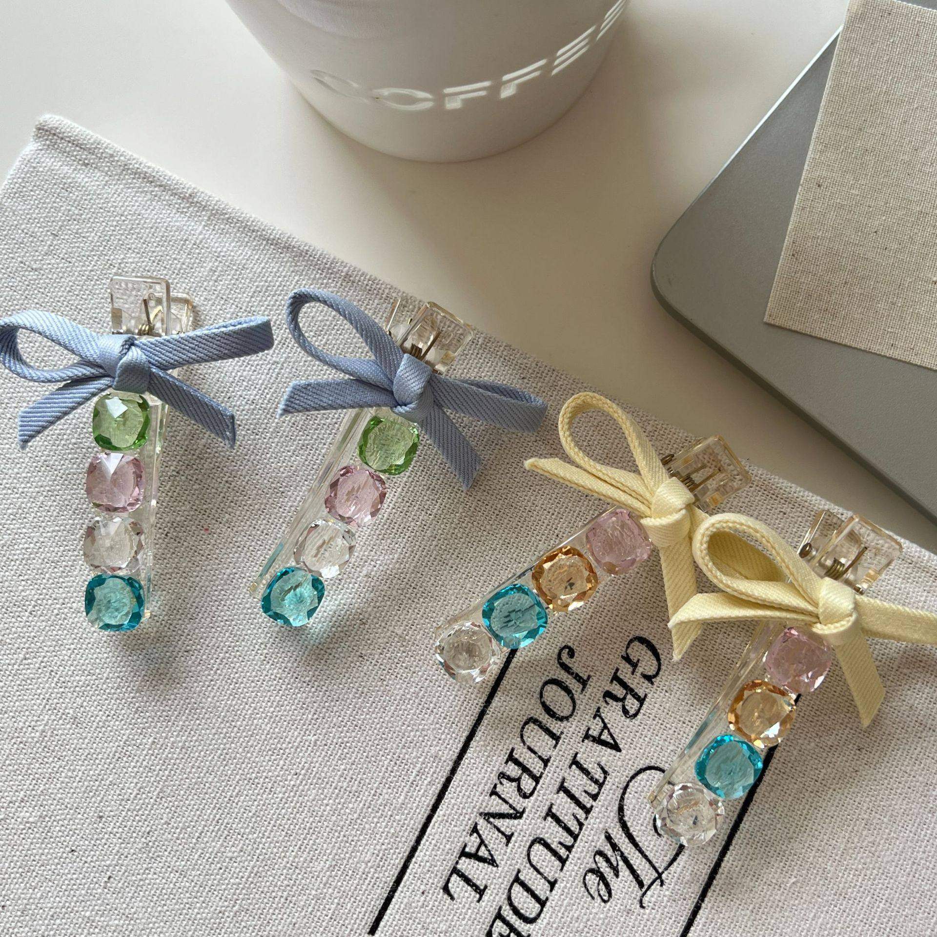 韩版彩色爱心水晶甜美爱心蝴蝶结发夹精致百搭高级感鸭嘴夹侧边夹,饰品/流行首饰/时尚饰品新,发饰,淘宝优惠券,粉丝福利购,淘宝优惠卷