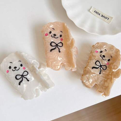 新款醋酸抓紧爱可爱卡通发饰小狗小妞发卡ins动物拼接醋酸头饰女