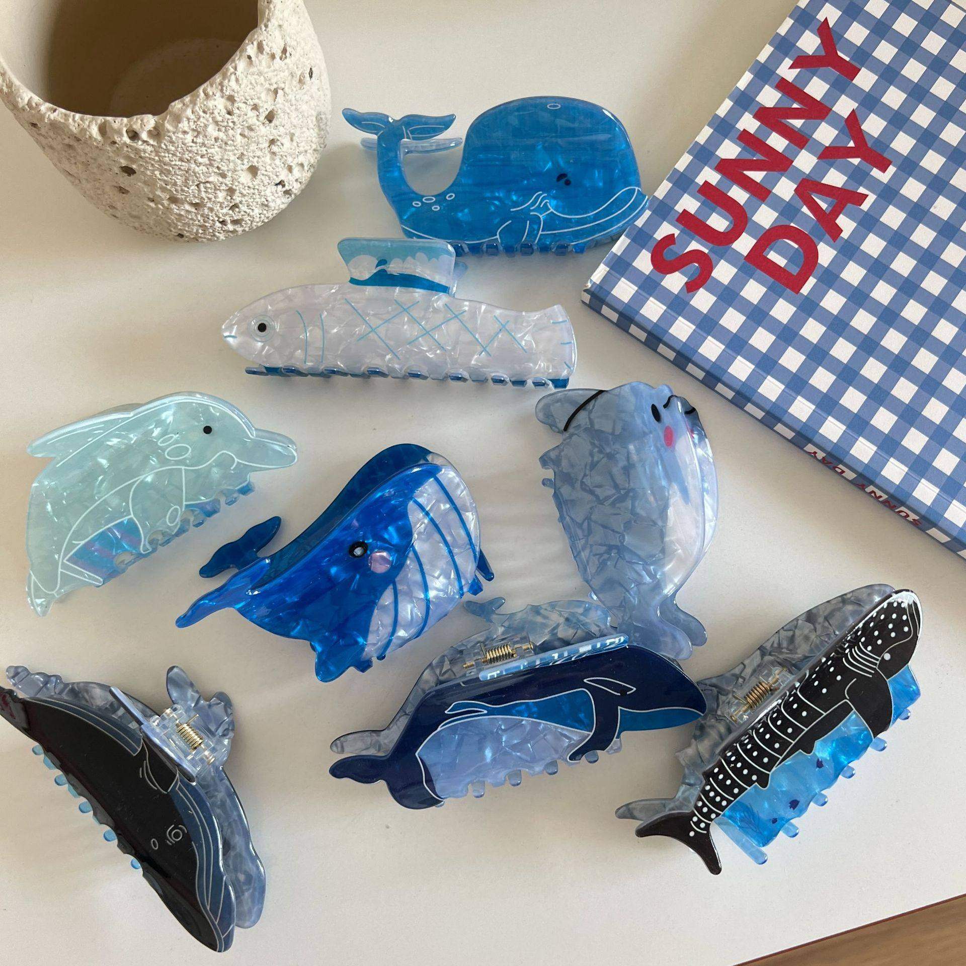 新款海洋动物系列抓夹章鱼螃蟹发夹鲸鱼海马发卡个性鲨鱼夹头饰