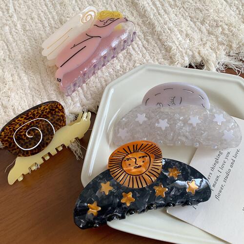 欧美小头饰众醋酸抓夹太阳花五角星蜗牛发抓中号鲨鱼发卡发饰女