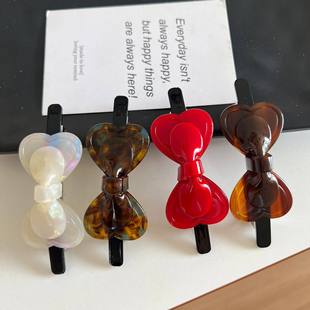 质感醋酸新配色立体蝴蝶结一字弹簧夹发夹新款甜美少女百搭发饰