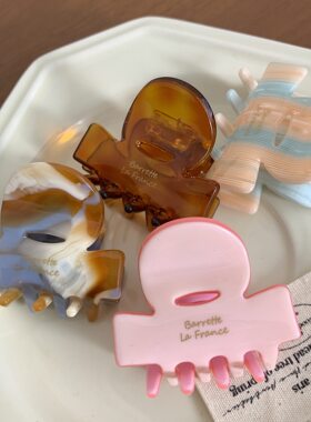 韩系醋酸抓夹少女后脑勺鲨鱼夹子马尾小众半扎发高级感百搭发饰品