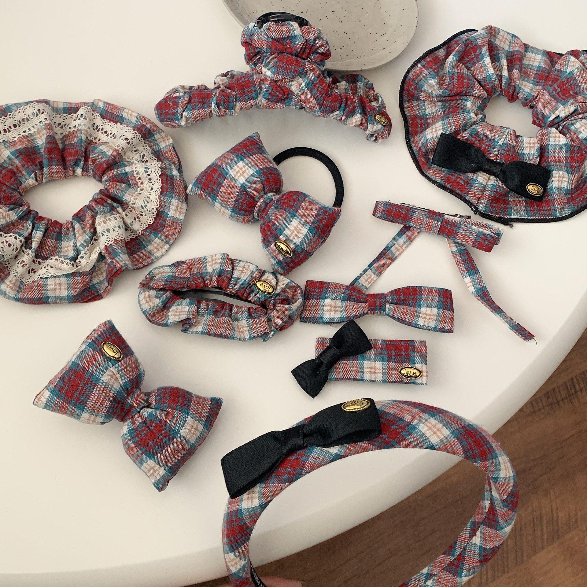 学院风撞色格纹鸭嘴夹发圈发箍 后脑勺盘发发夹ins小众文艺风发饰,饰品/流行首饰/时尚饰品新,发饰,淘宝优惠券,粉丝福利购,淘宝优惠卷