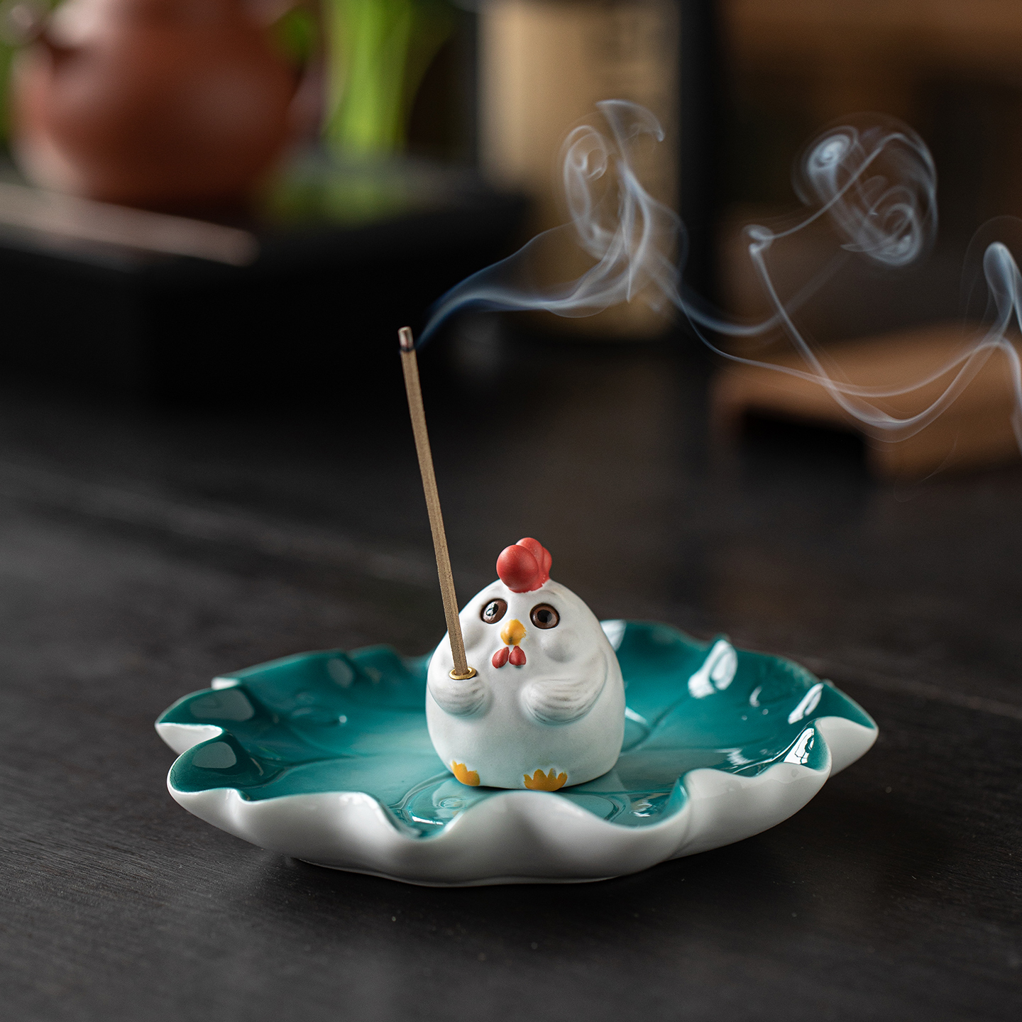 创意陶瓷可爱小鸡线香炉香插香座家用点香器茶室茶桌面香薰炉摆件