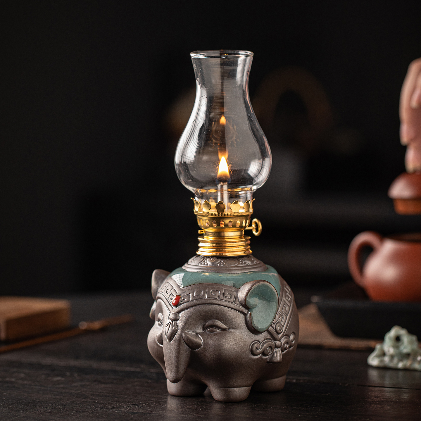 陶瓷大象酥油灯长明灯