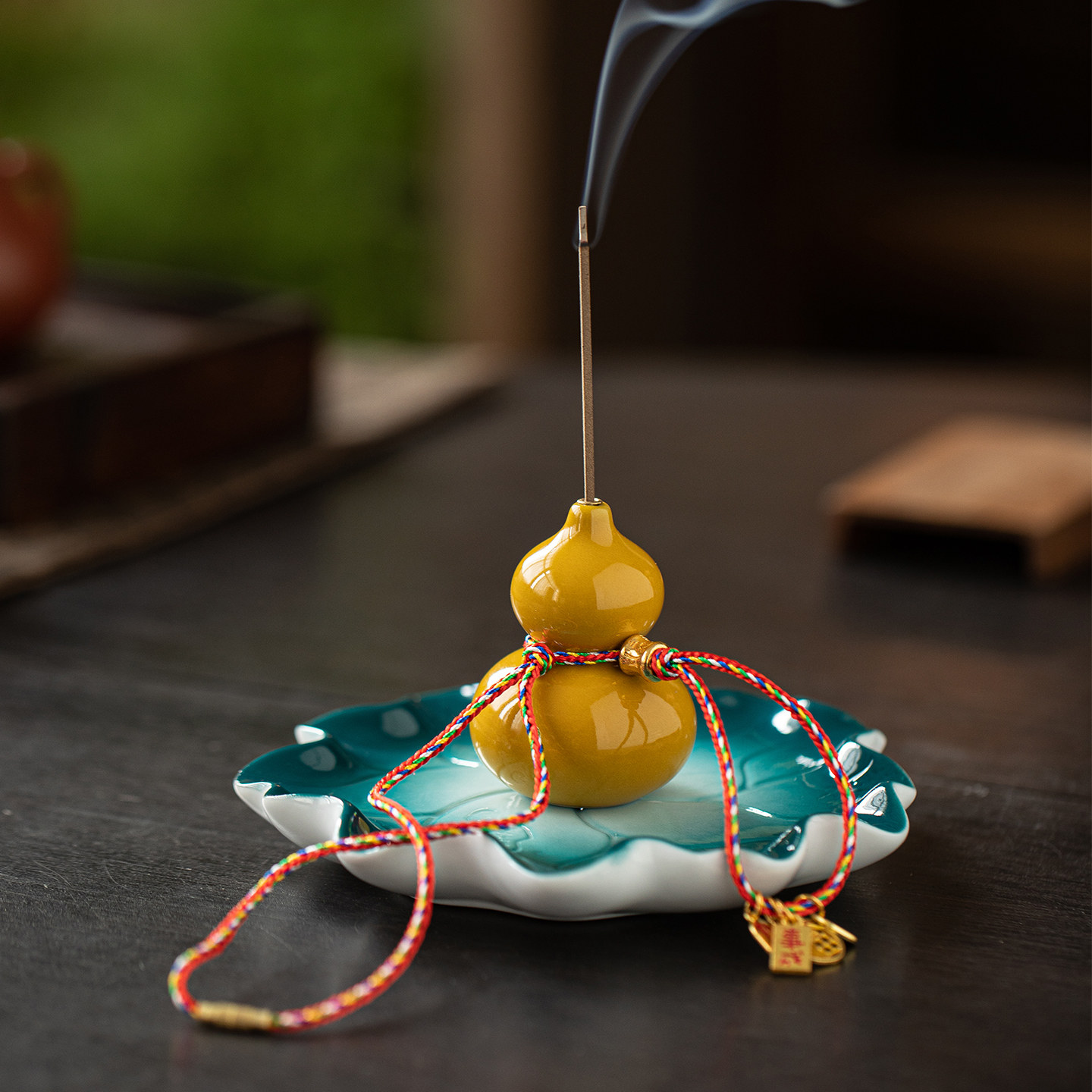 福禄陶瓷七色小葫芦线香炉图片