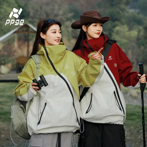 ppge情侣斜拉链冲锋衣