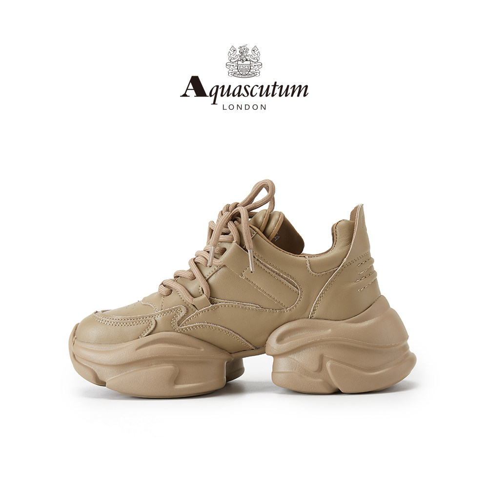 Aquascutum雅格狮丹1851英伦风时尚棕色小个子增高运动休闲鞋女