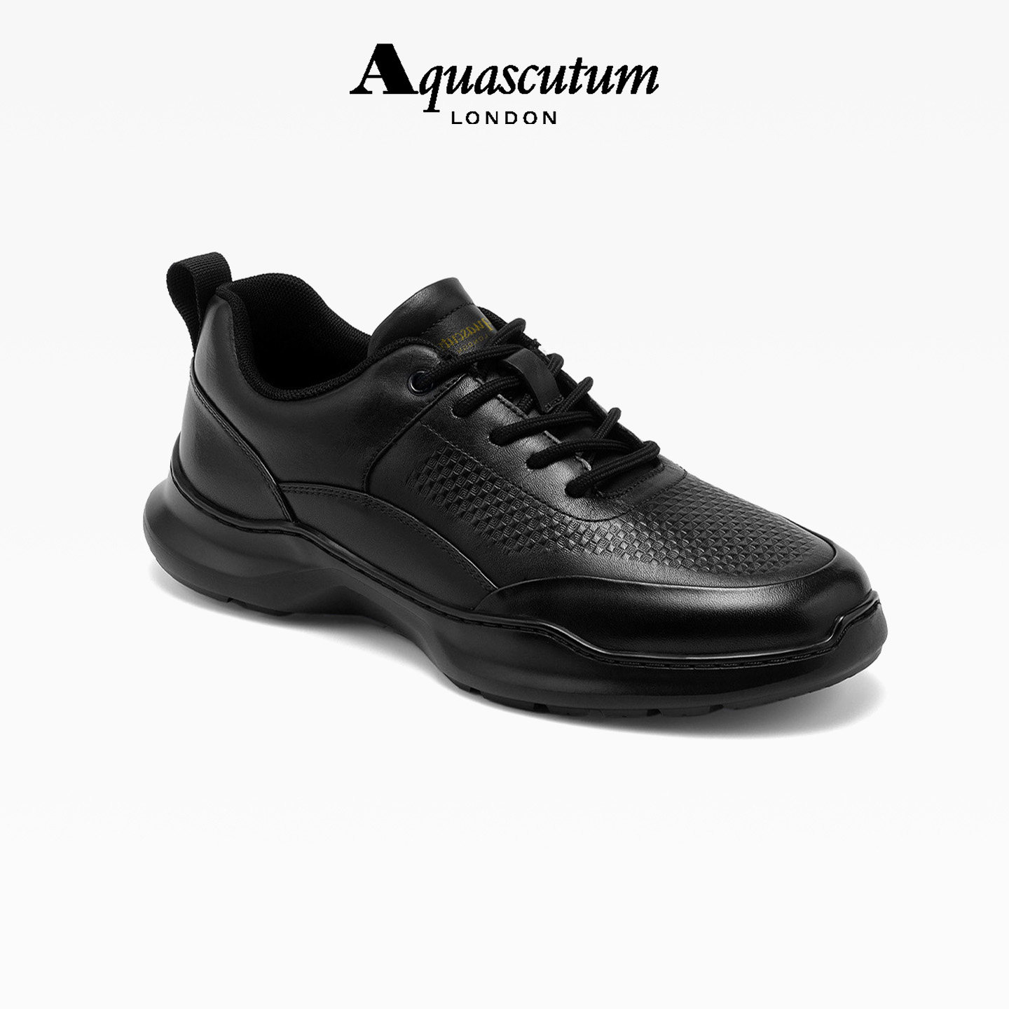 AQUASCUTUM JUNIOR2026年新款纯色网格车缝线软底真皮运动休闲鞋