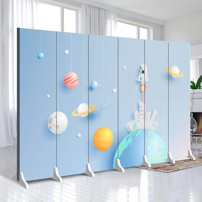 儿童卡通屏风隔断家用客厅卧室移动折叠幼儿园少女可爱简易遮挡板