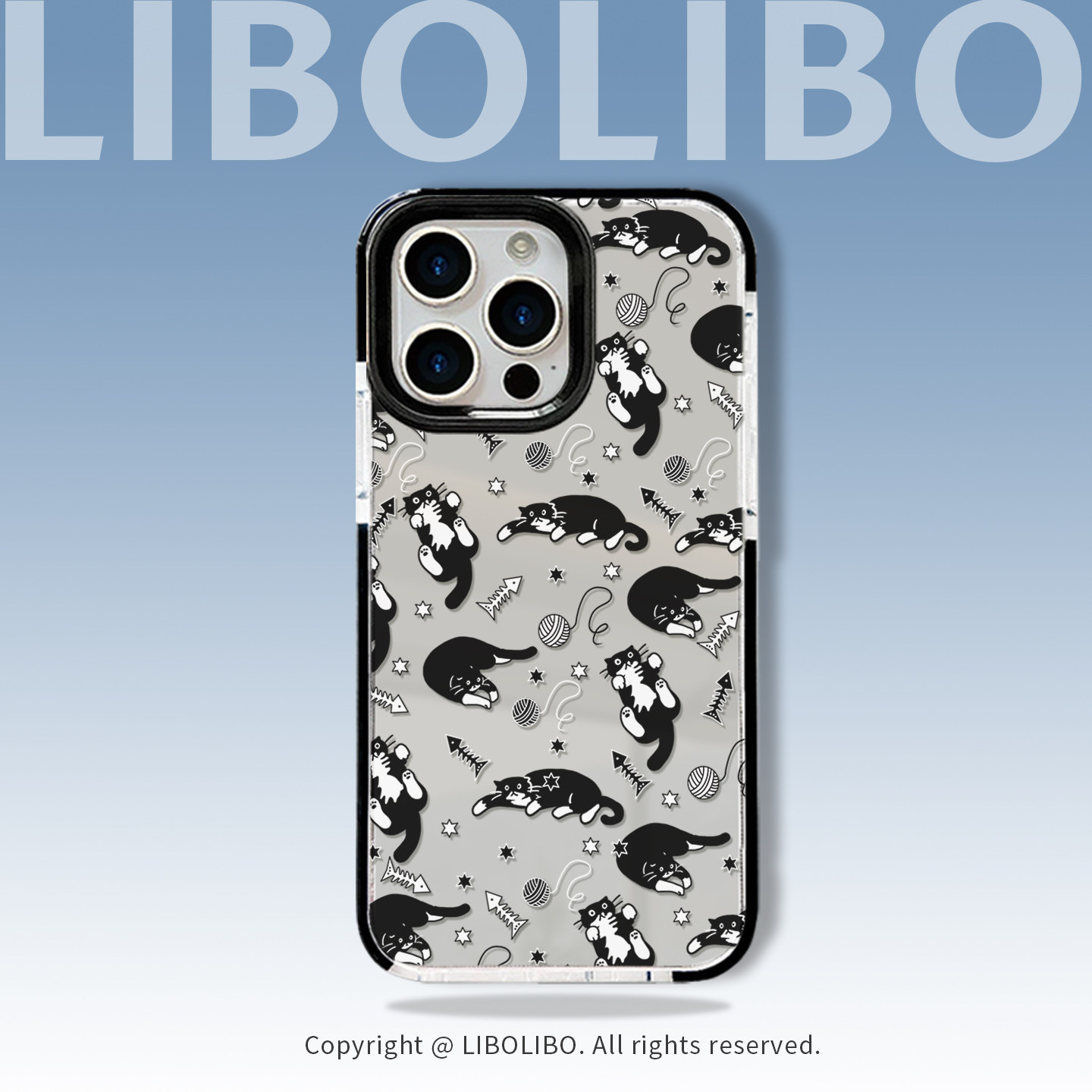 哩卜哩卜玩耍毛线球黑猫适用iPhone16/17promax手机壳15pro黑边13mini软12pro防摔xsmax苹果14promax全包11