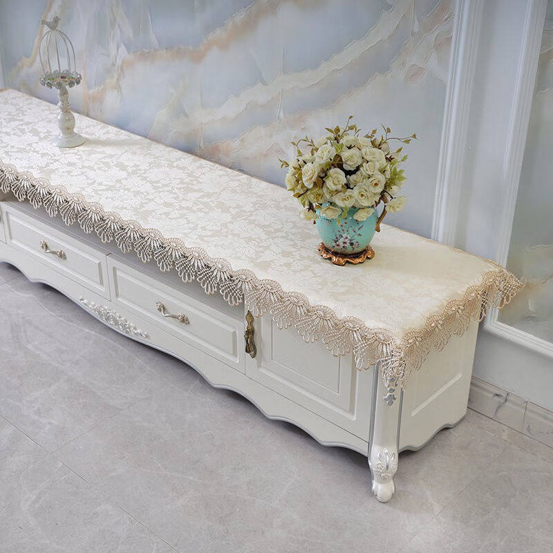 语斯绒欧式电视柜桌布盖布蕾丝布艺长方形客厅梳妆台长条高级感现