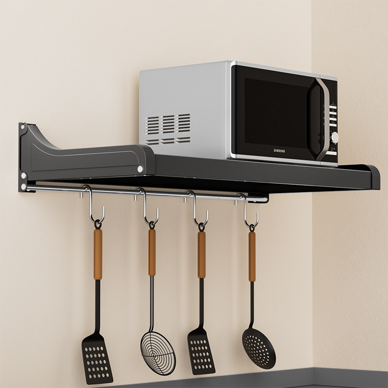 微波炉置物架厨房壁挂式架子免打孔不锈钢烤箱上墙专用支架