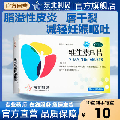 东北制药维生素B6片90片脂溢性皮炎呕吐唇干裂维生素缺乏症