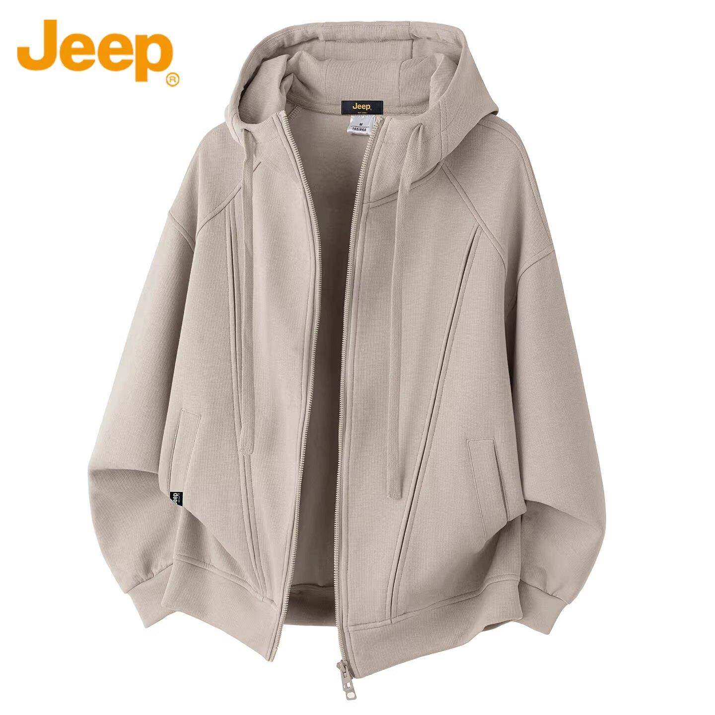 Jeep吉普美式潮牌卫衣外套男士2026秋季重磅休闲连帽开衫上衣服男