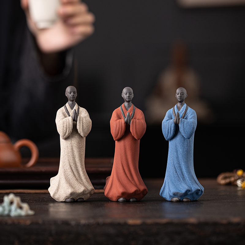 陶瓷小和尚茶桌茶台摆件