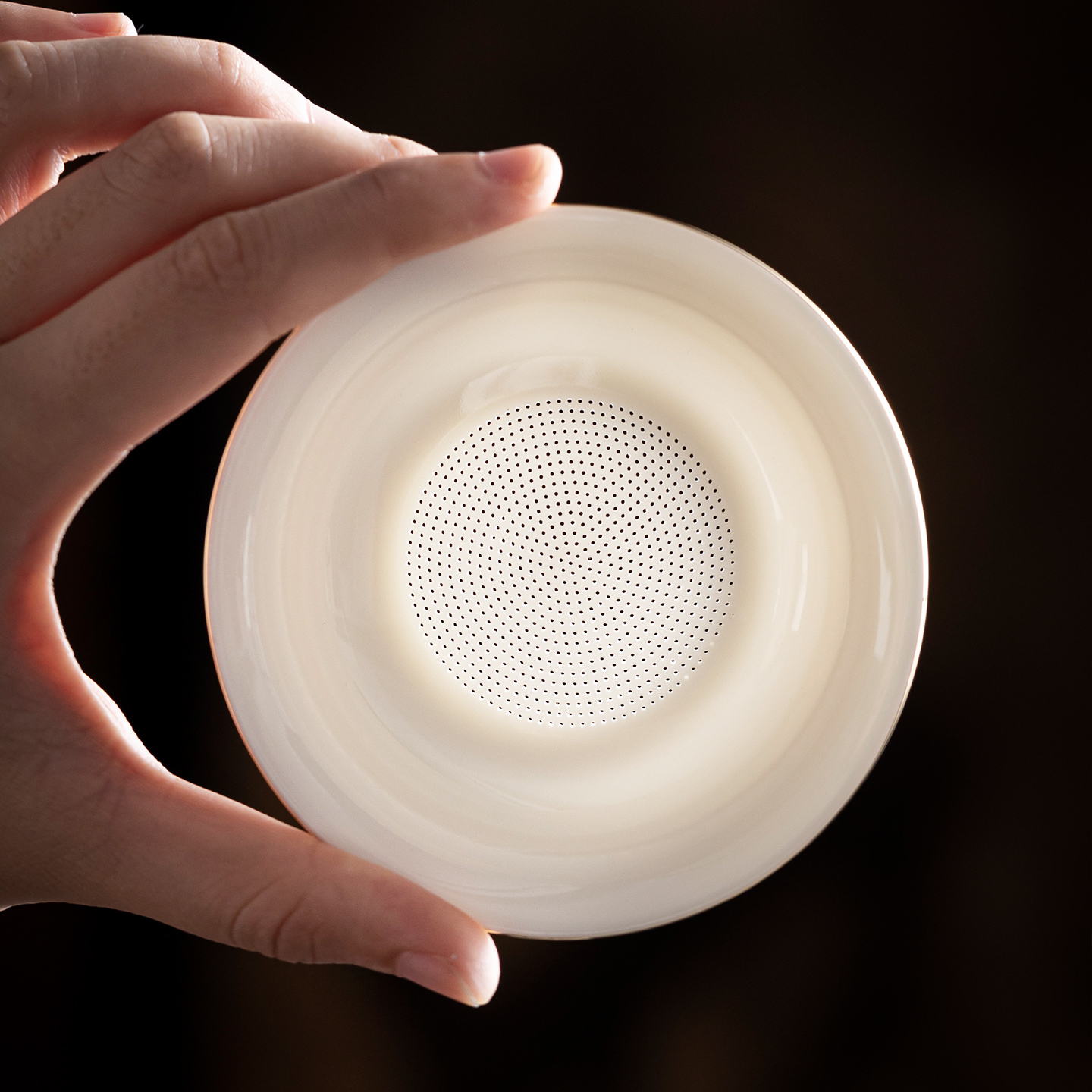 功夫茶道配件细孔白瓷德化羊脂玉