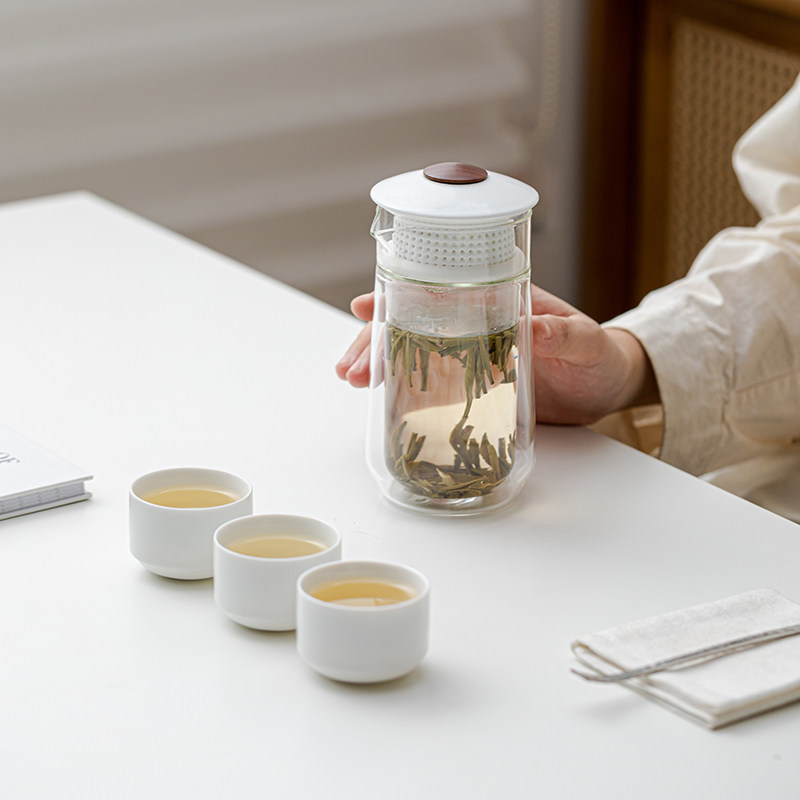 玻璃旅行茶具快客杯一壶三杯