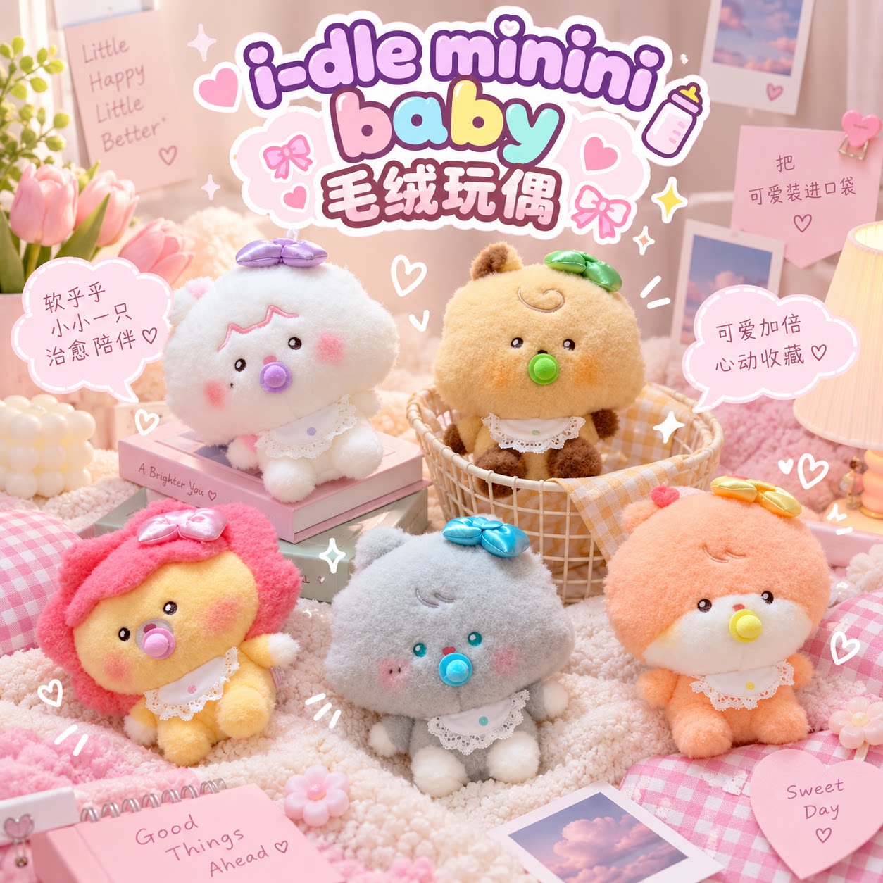 新款i-dle minini baby快闪坐姿毛绒玩偶公仔宋雨琦赵美延礼物