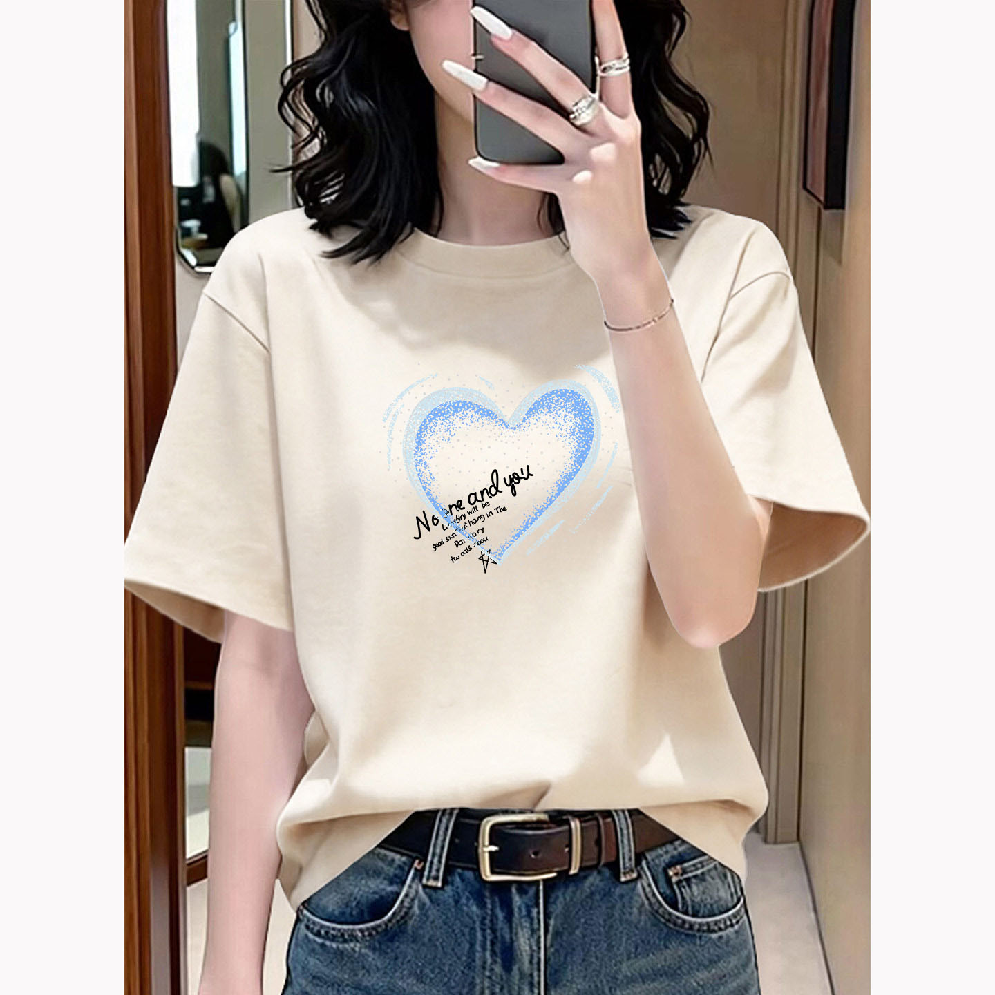 无锡今年流行纯棉短袖t恤女夏季爆款韩版设计感时尚宽松半袖上衣图片