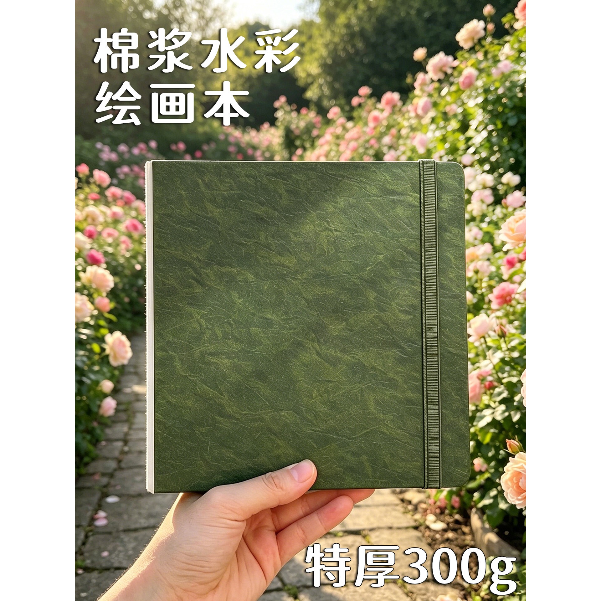 棉浆水彩本绘画本便携式小方本空白翻翻乐画画本300g细纹美术户外