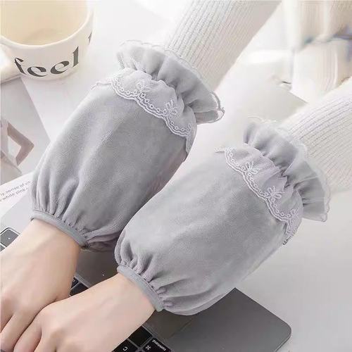 蕾丝袖套女秋冬季2025新款防脏工作套袖手袖羽绒服护袖办公室袖头