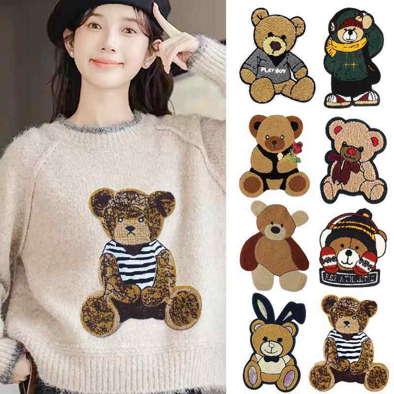 刺绣补丁贴大号衣服补丁贴羽绒服高端破洞修补可缝卡通刺绣布贴花