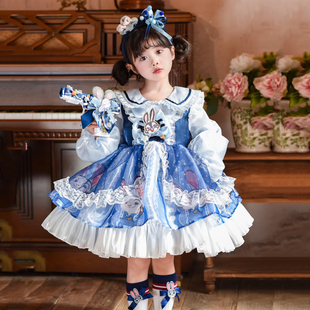 小女孩春秋新款 朱迪兔洋气公主裙连衣裙儿童甜美可爱网纱裙洛丽塔