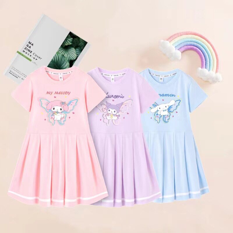 女.童库洛米美乐蒂短袖连衣裙夏季5小女孩玉桂狗公主裙子纯棉洋气