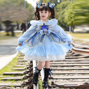 女童春秋新款 朱迪兔甜美洛丽塔礼服小女孩卡通蝴蝶结公主裙连衣裙