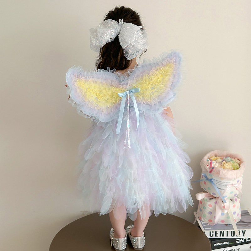 女小童彩虹吊带裙子幼儿园翅膀公主裙六一演出服表演礼服裙连衣裙