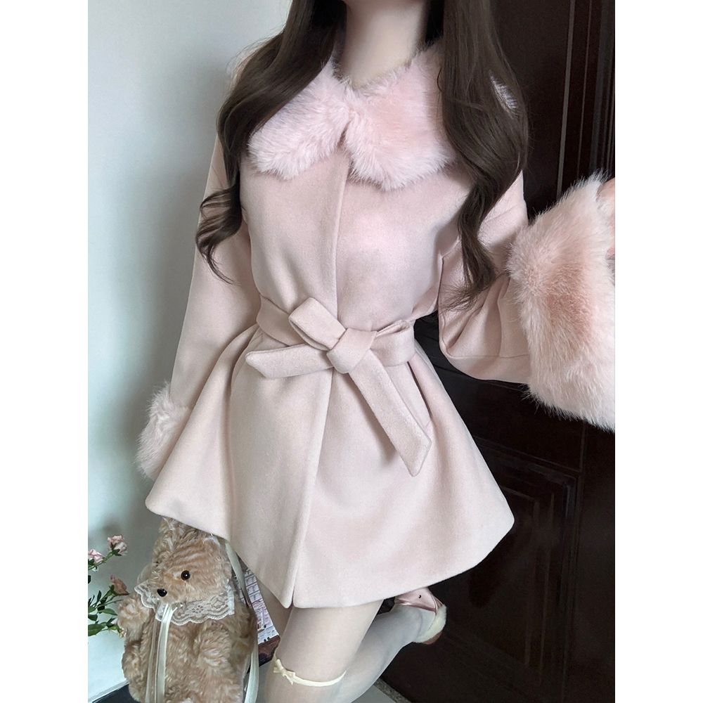 富家千金名媛风收腰系带外套